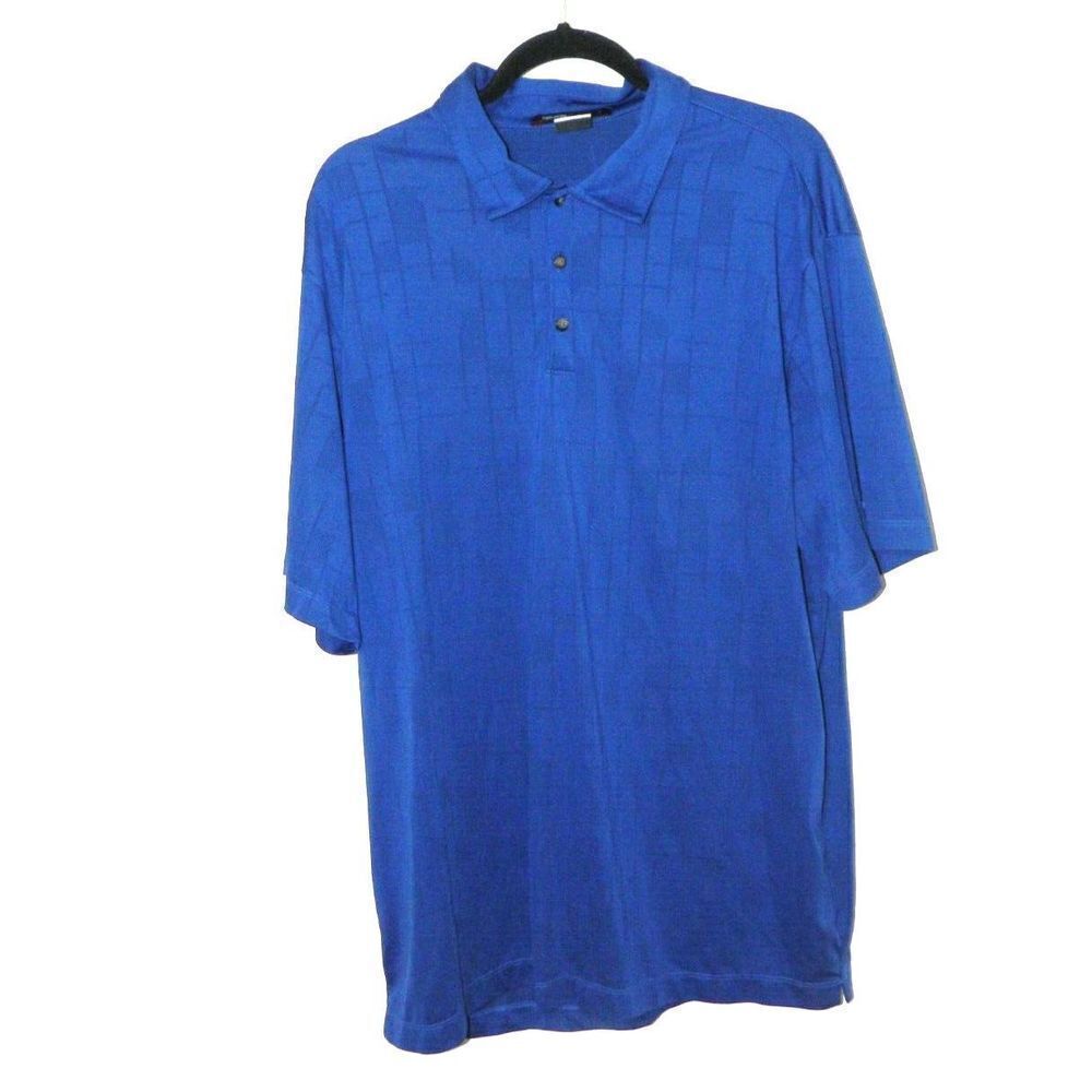 Tiger Woods Collection Nike Golf Polo Shirt Blue Windowpane Dri- Fit X-Large